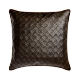 Brown Leather Weave Throw Pillow Cover
