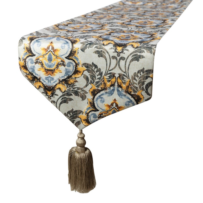 Flaring Damask Decorative Table Runner