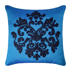 Damask Silk Purple - Purple Silk Throw Pillow Cover