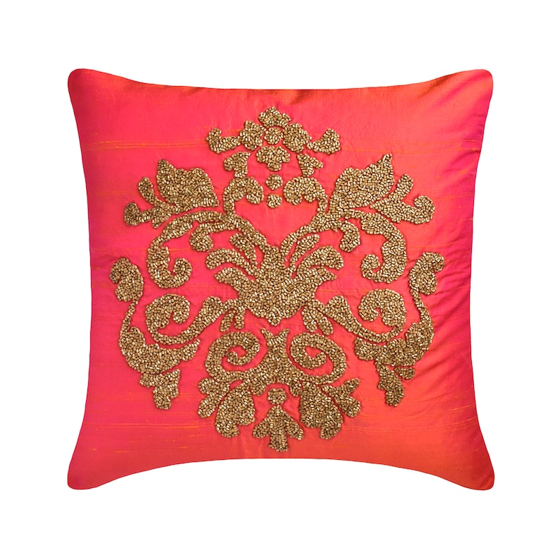 Damask Silk Pink Throw Pillow Cover