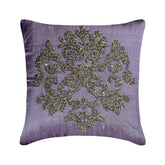 Damask Silk Purple Throw Pillow Cover