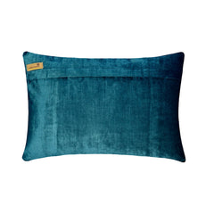 Resplendent Teal - Blue Velvet Lumbar Pillow Cover