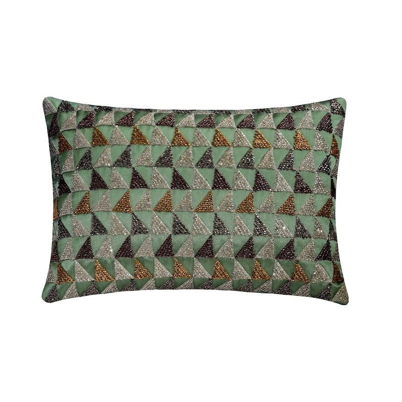 Teal Triad Lumbar Pillow Cover