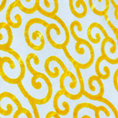 Mimosa Yellow Scrolls Poly Viscose Burnout Velvet Fabric By The Yard