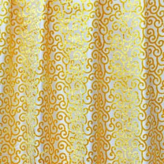 Mimosa Yellow Scrolls Poly Viscose Burnout Velvet Fabric By The Yard