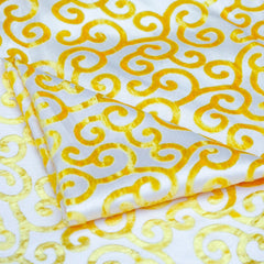 Mimosa Yellow Scrolls Poly Viscose Burnout Velvet Fabric By The Yard