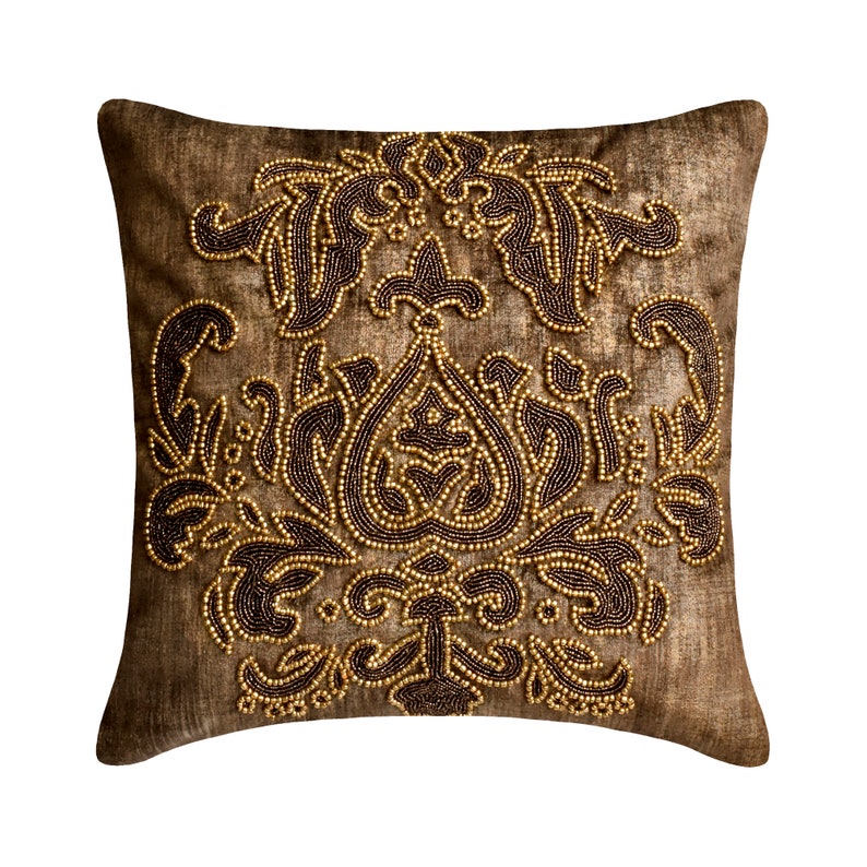 Aureate Brown Throw Pillow Cover