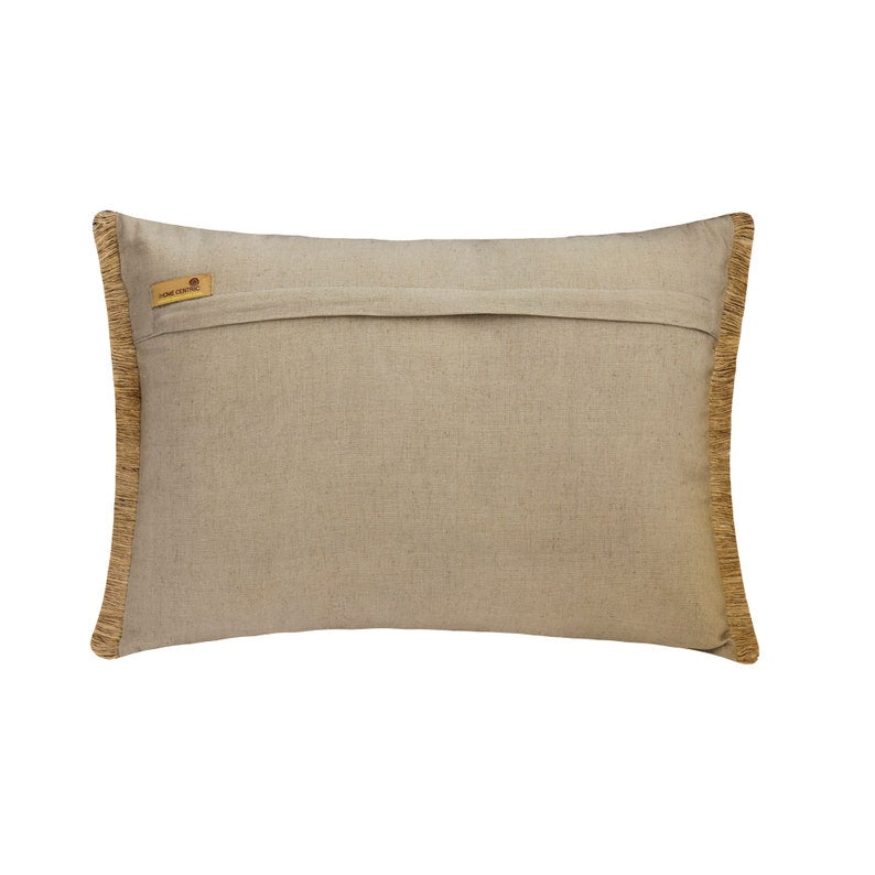 Beige & Green Jute Lumbar Pillow Cover, Jute Synergy The HomeCentric