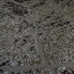 Charcoal Gray Damask Jacquard Velvet Fabric By The Yard