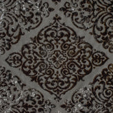 Charcoal Gray Damask Jacquard Velvet Fabric By The Yard