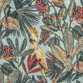 Cockatoo Love Sea Green, Red & Blue Cotton Spun Printed Fabric By The Yard