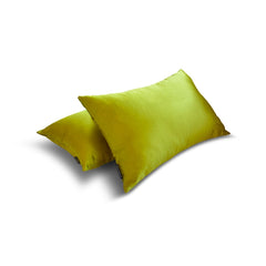 Chartreuse Slub Satin - Chartreuse Satin Lumbar Pillow Cover