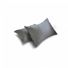 Silver Gray Slub Satin - Silver Satin Lumbar Pillow Cover