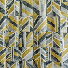 Gray, Chartreuse, Ivory Cotton Fabric by the Yard