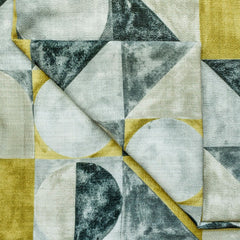 Gray, Chartreuse, Ivory Cotton Fabric by the Yard