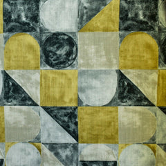 Gray, Chartreuse, Ivory Cotton Fabric by the Yard