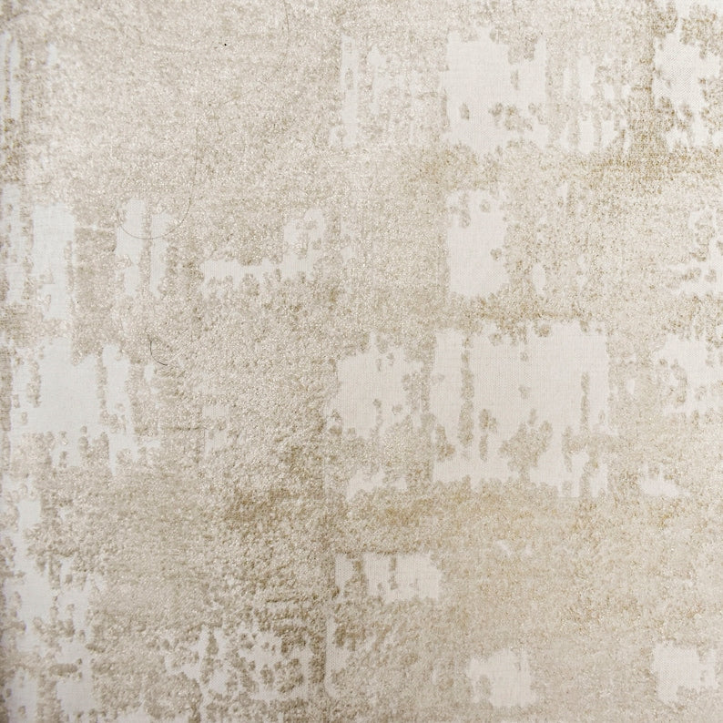 Cream with Foil Print Foil Printed Velvet Fabric by the Yard