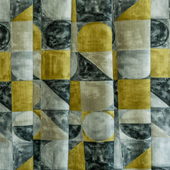 Gray, Chartreuse, Ivory Cotton Fabric by the Yard