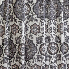 Gray, Black & Off White Printed Velvet Fabric by the Yard