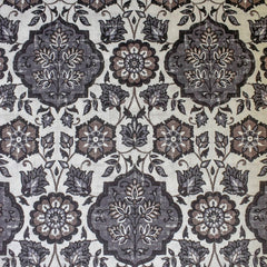 Gray, Black & Off White Printed Velvet Fabric by the Yard