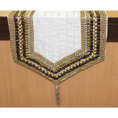 Ivory Crystal Sequin - Silk Ivory Decorative Table Runners