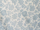 Teal Blue Flowers Linen Fabric By The Yard