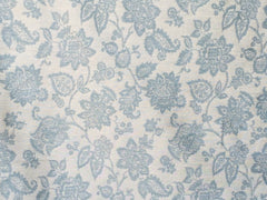 Teal Blue Flowers Linen Fabric By The Yard