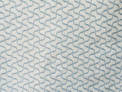 Teal Blue Waves Linen Fabric By The Yard