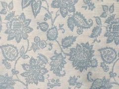Teal Blue Flowers Linen Fabric By The Yard