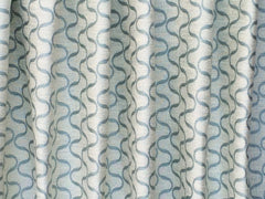 Teal Blue Waves Linen Fabric By The Yard