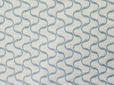 Teal Blue Waves Linen Fabric By The Yard