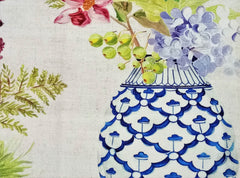 Cobalt Blue Flower Vase Cotton Fabric By The Yard