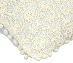 Cozy Crochet - Cotton Linen Ivory White Decorative Lumbar Pillow Cover
