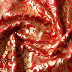 Red Gold Velvet Fabric By The Yard