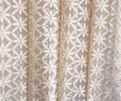 Cream Flowers Sheer Curtain Fabric By The Yard