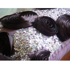 Wine Roses - Art Silk Purple Decorative Lumbar Pillow Cover