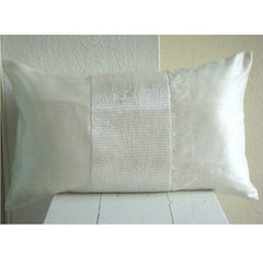 White Center - Art Silk White Decorative Lumbar Pillow Cover