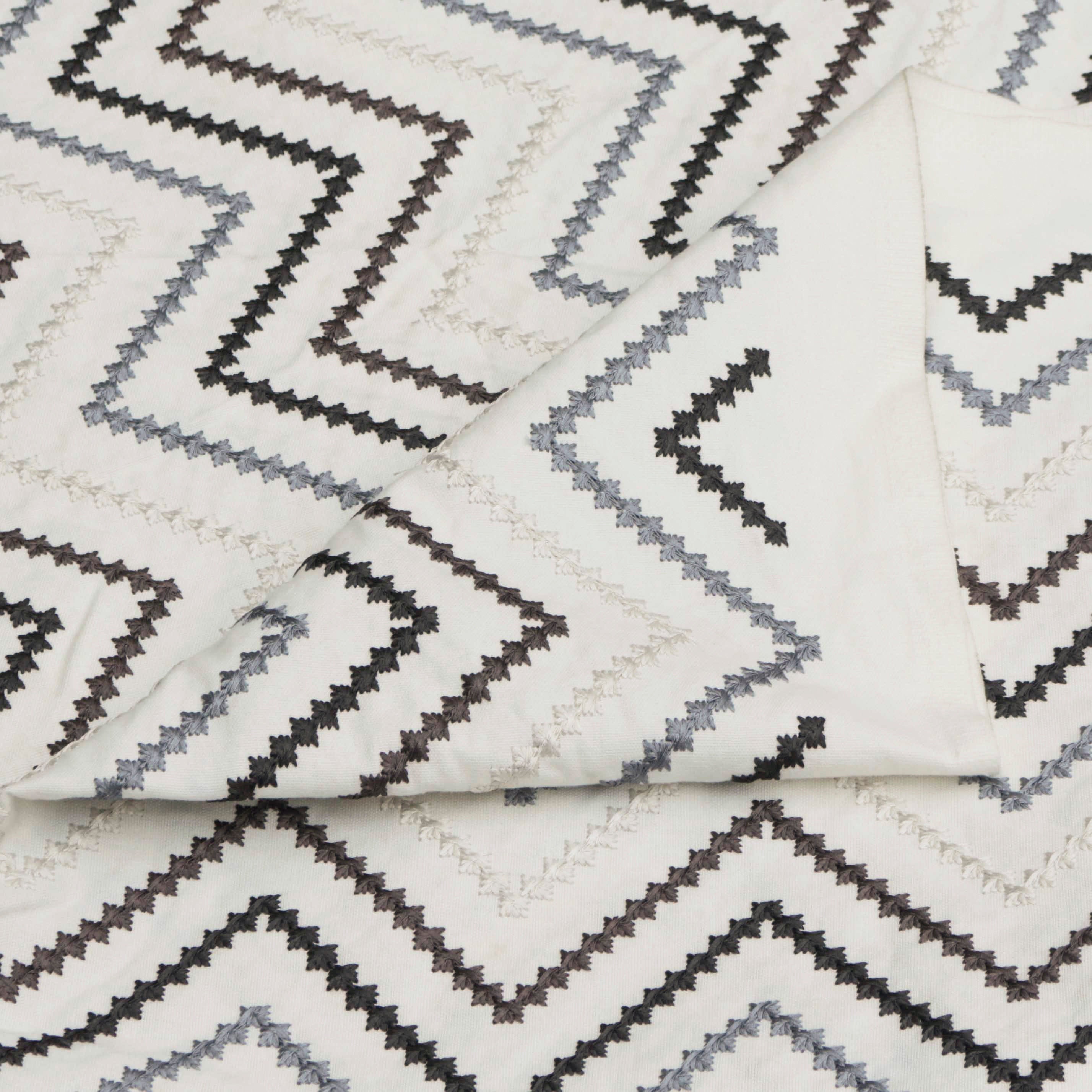 Embroidered Diamonds Cotton Fabric By The Yard