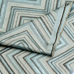 Teal Waves jacquard Fabric By The Yard