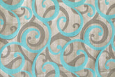 Aqua Scrolls Jacquard Fabric By The Yard