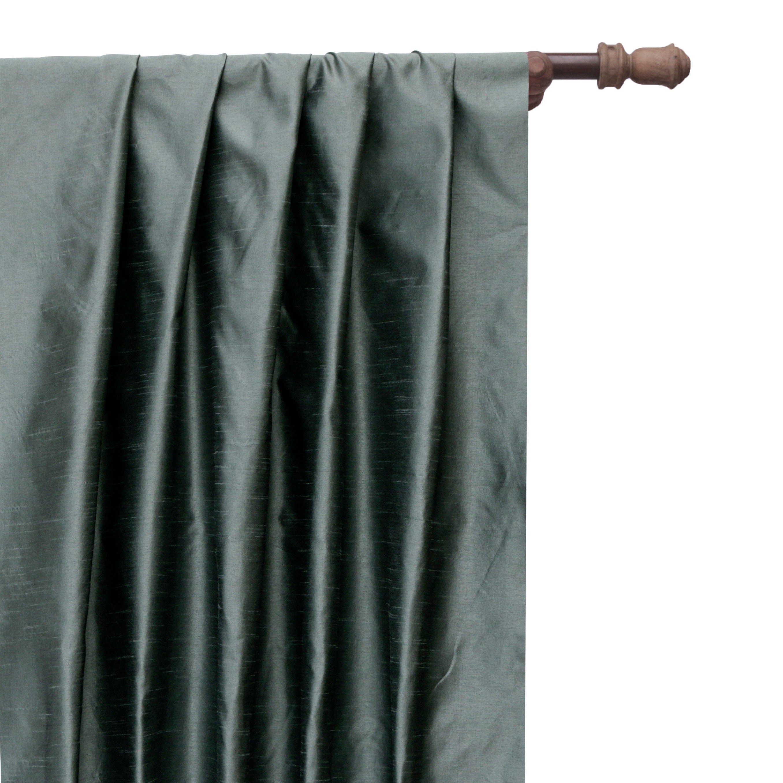 Smokey Green Art Silk Curtain Panels