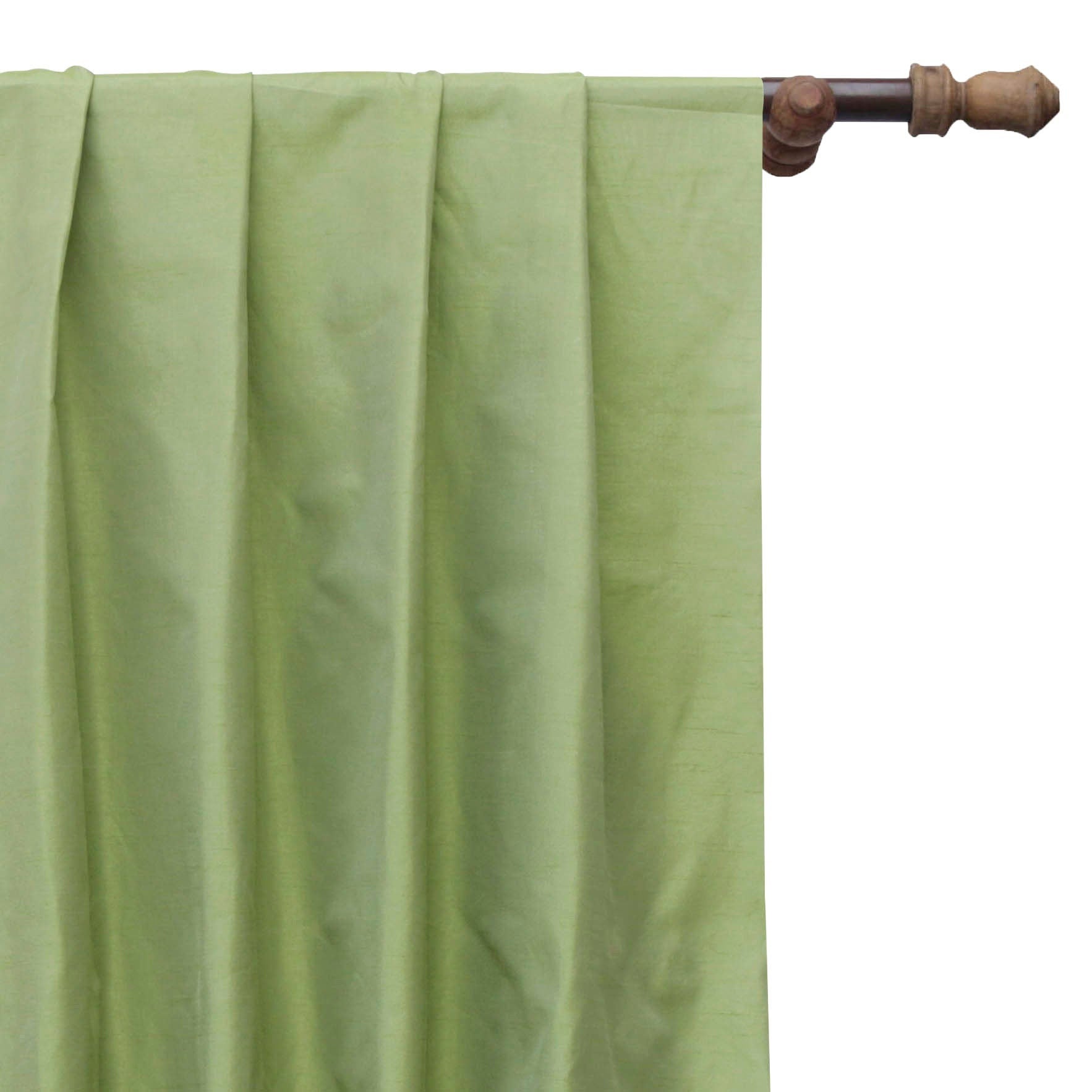 Light Green Art Silk Curtain Panels