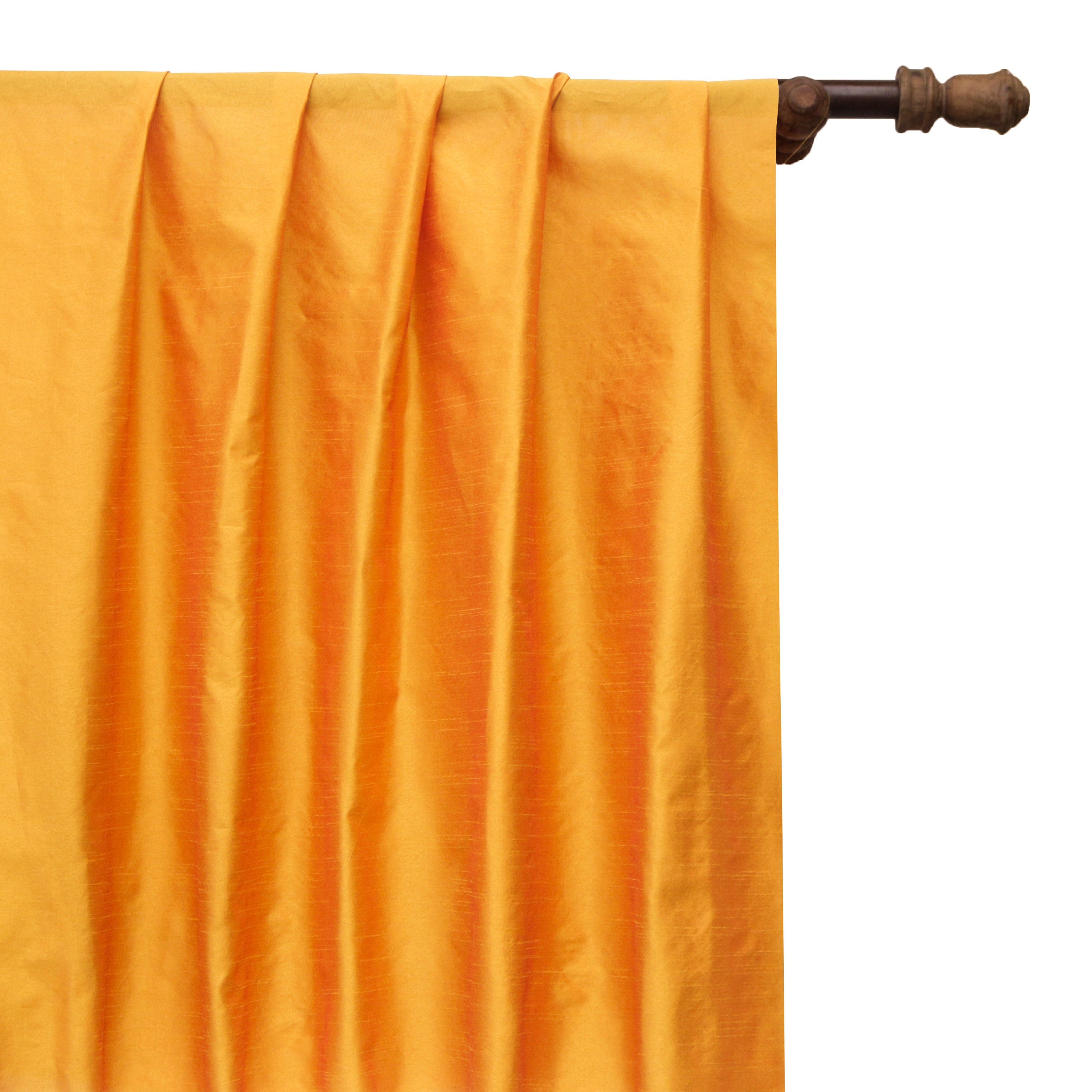 Saffron Orange Art Silk Curtain Panels