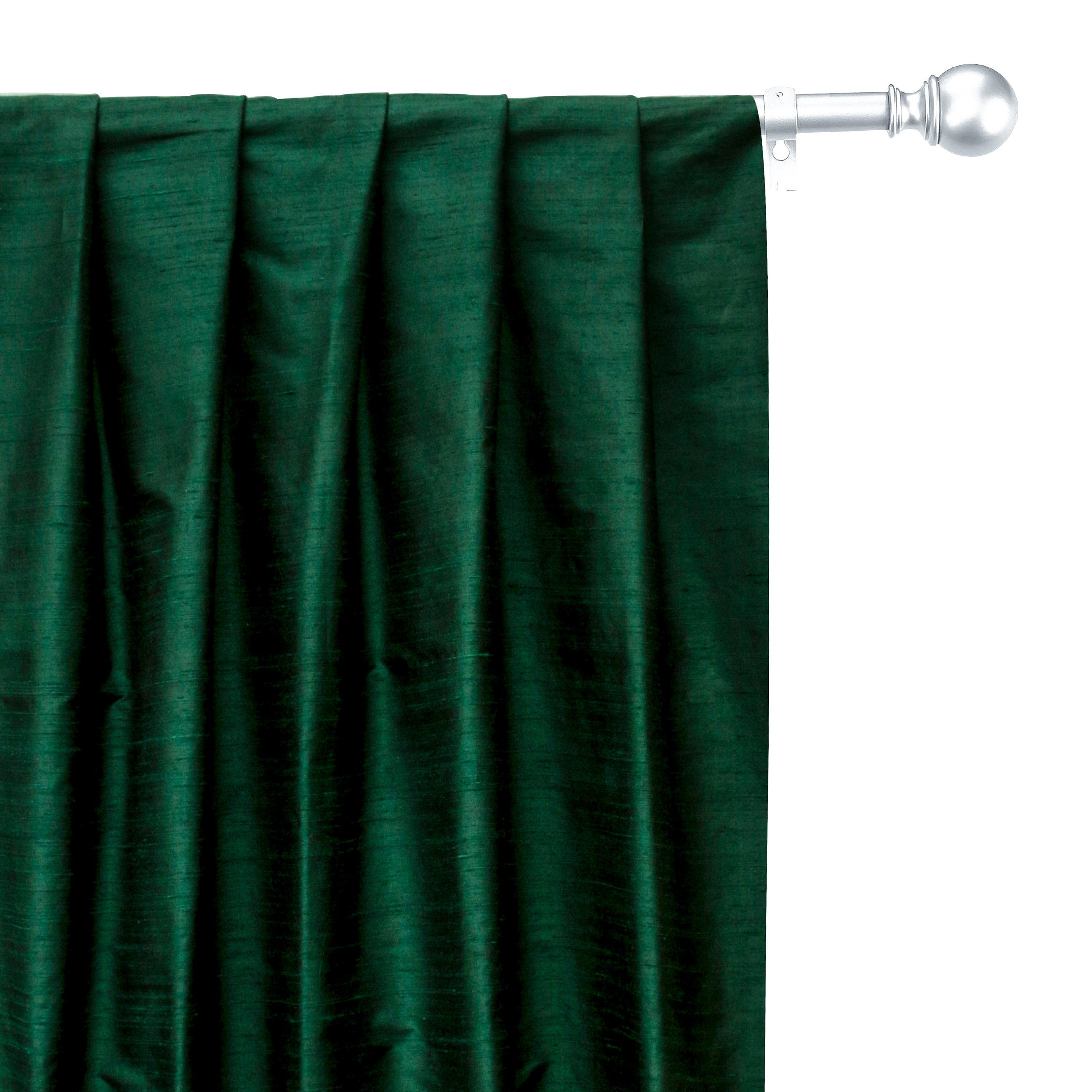 Dark Green Silk Dupioni Curtain Panels
