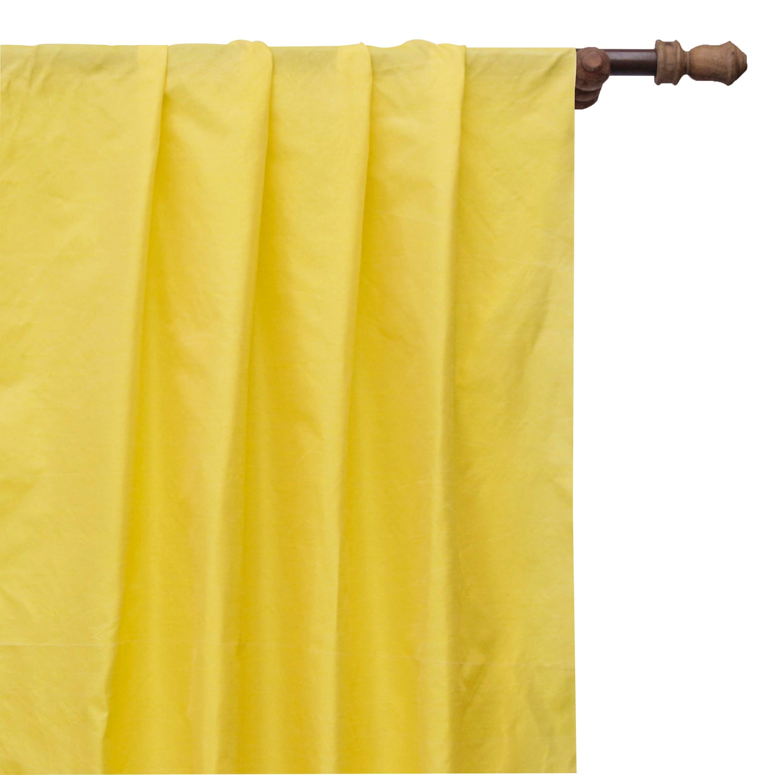 Yellow Art Silk Curtain Panels