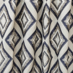 Blue Diamonds Cotton Linen Fabric By The Yard