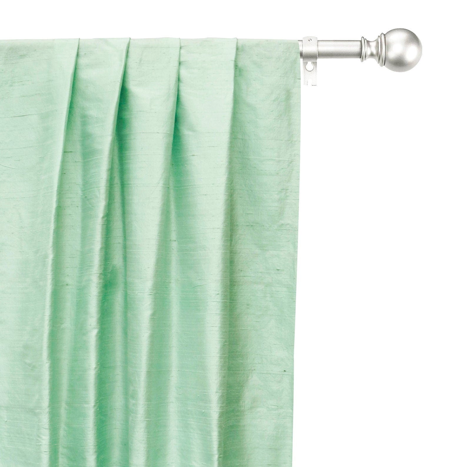 Mint Green Pure Silk Dupioni Curtain Panels