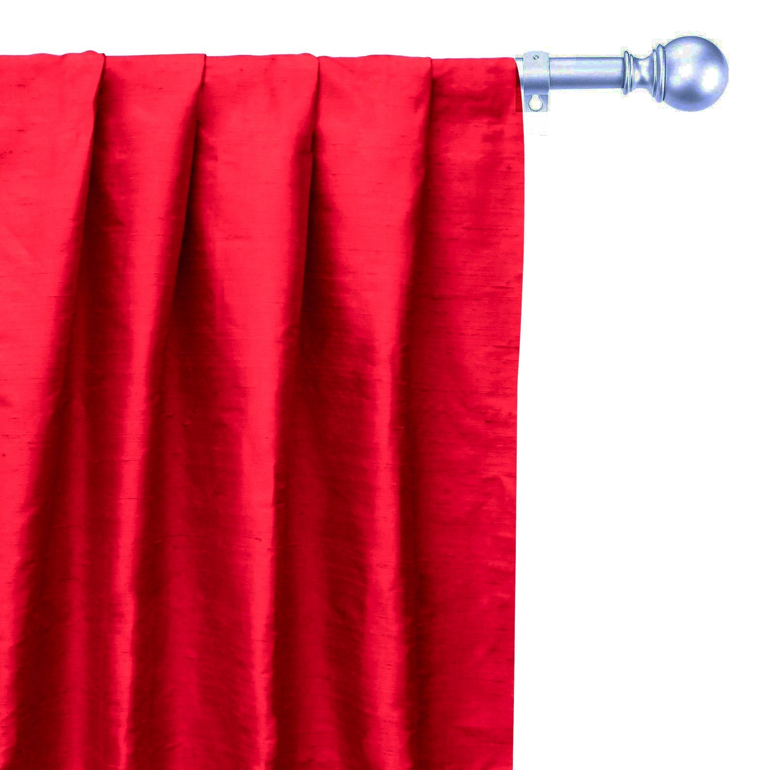Blood Red Pure Silk Dupioni Curtain Panels