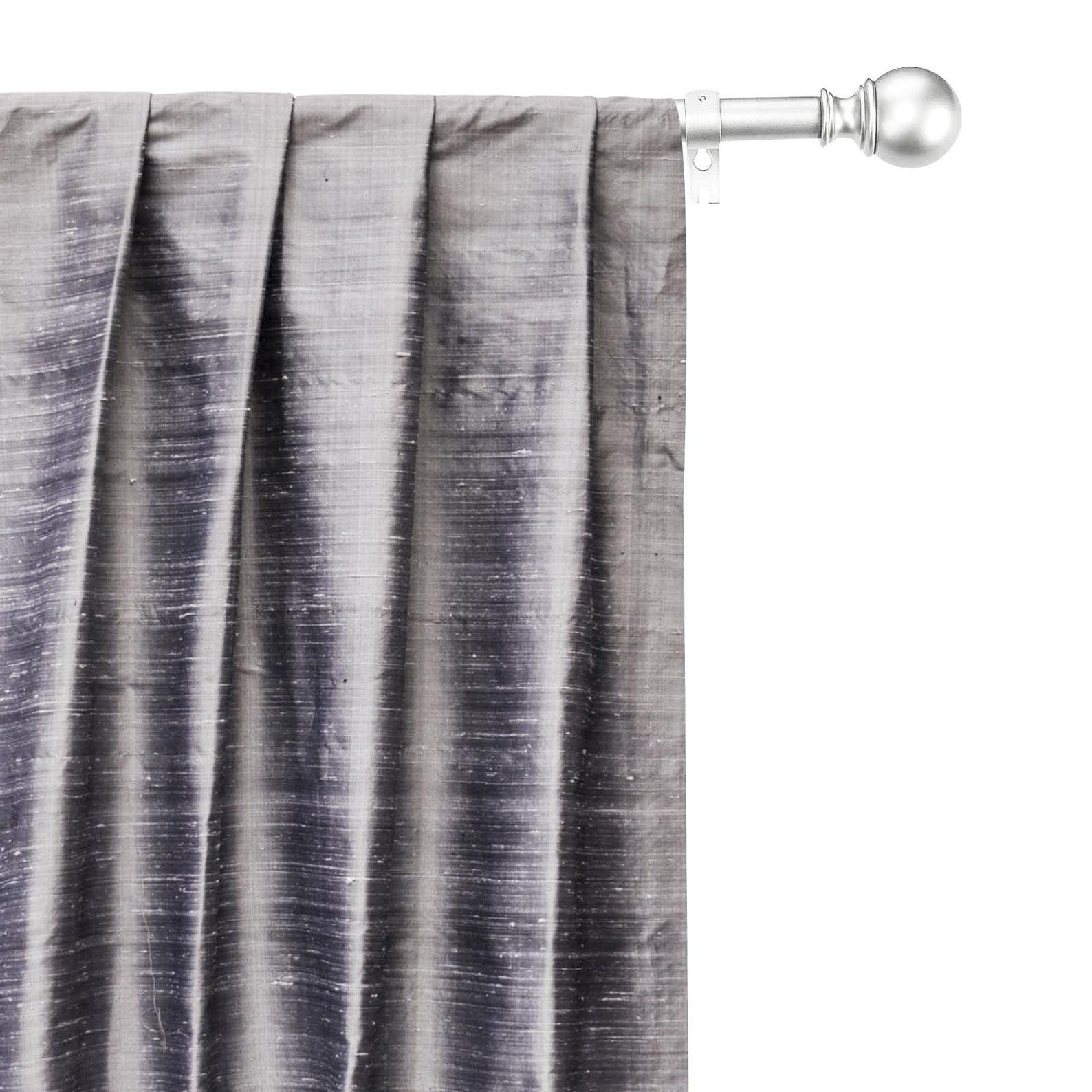 Silver Gray Pure Silk Dupioni Curtain Panels
