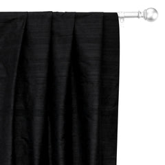 Black Pure Silk Dupioni Curtain Panels